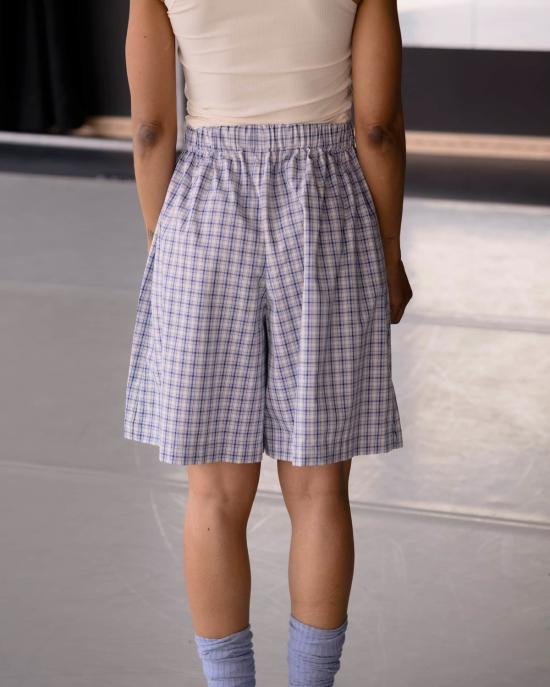  베이스레인지 숏팬츠 클로드 쇼츠 블루 체크 - BASERANGE