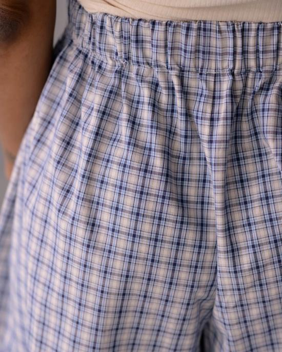  베이스레인지 숏팬츠 클로드 쇼츠 블루 체크 - BASERANGE