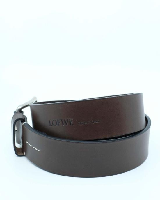  로에베 가죽 벨트 송아지 가죽 롤러  다크 브라운 - LOEWE
