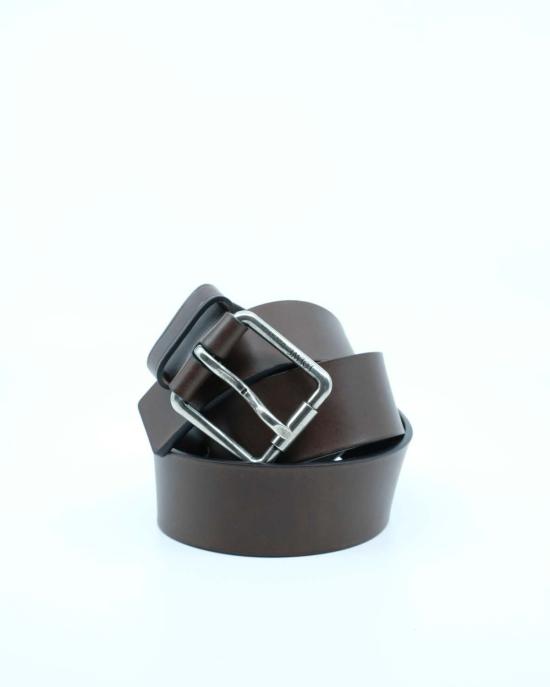  로에베 가죽 벨트 송아지 가죽 롤러  다크 브라운 - LOEWE