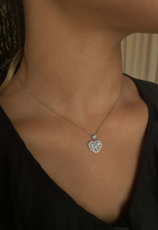  더 엔케이씨 스토어 목걸이/팬던트 NKC 스토어 실버 웹 하트 목걸이