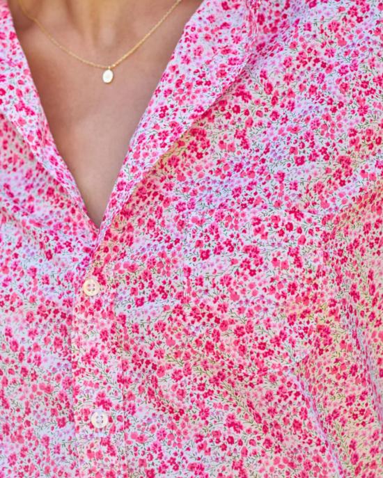  프랭크 앤 에일린 셔츠 프랭크 앤 엘린 엘린 릴렉스 버튼업 셔츠 핑크 플라워 - FRANK & EILEEN