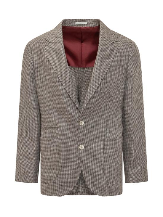 26SS 브루넬로 쿠치넬리 패치 포켓 하운드투스 디컨스트럭티드 리넨 블레이저 MZ4187BND C2831 NOCCIOLA