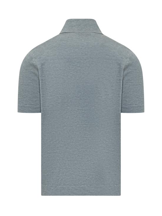 26SS 브루넬로 쿠치넬리 린넨 코튼 니트 폴로 셔츠 M2L00315 C7864 LIGHT BLUE - BRUNELLO CUCINELLI