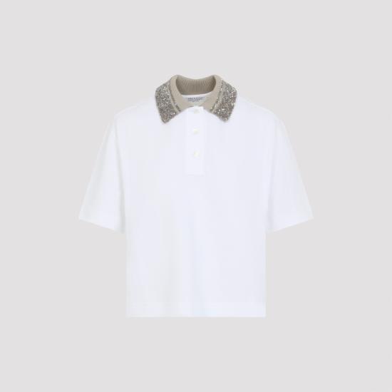 26SS 브루넬로 쿠치넬리 폴로 티셔츠 M0T63EJ105 C6159 BIANCO