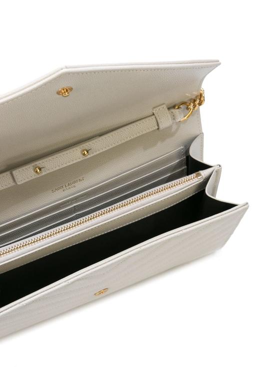 26SS 생로랑 레더 카산드라 체인 월렛 377828 BOW01 9207 CREMA SOFT - SAINT LAURENT