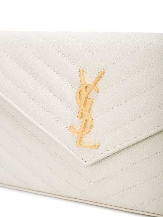 26SS 생로랑 레더 카산드라 체인 월렛 377828 BOW01 9207 CREMA SOFT - SAINT LAURENT