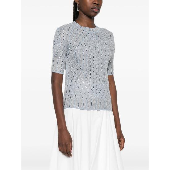 26SS 에르마노 설비노 반팔 티셔츠 D485L319CTXAJ D4807 BLUE SILVER - ERMANNO SCERVINO