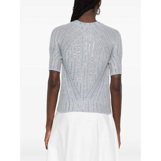 26SS 에르마노 설비노 반팔 티셔츠 D485L319CTXAJ D4807 BLUE SILVER - ERMANNO SCERVINO