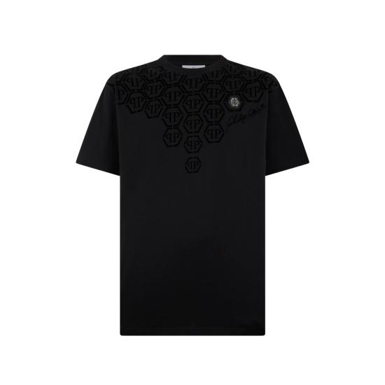 26SS 필립 플레인 반팔 티셔츠 MTK8682 PJY002N 02 BLACK