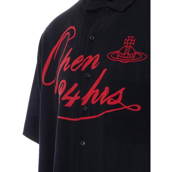 26SS 비비안웨스트우드 반팔 셔츠 2401004K W01CM N401 BLACK RED - VIVIENNE WESTWOOD