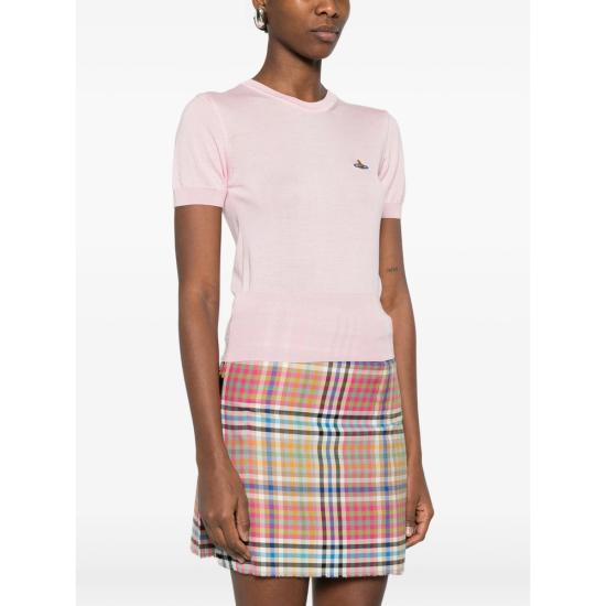 26SS 비비안웨스트우드 베아 니트 반소매 스웨터 1803002Q Y001A G401 PINK - VIVIENNE WESTWOOD