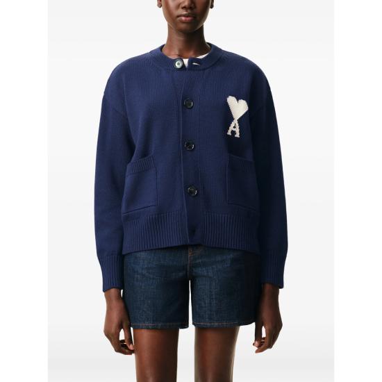 26SS 아미 ADC 울 크루넥 하트 가디건 UKC381 KN0156 A116 BLUE WHITE - AMI