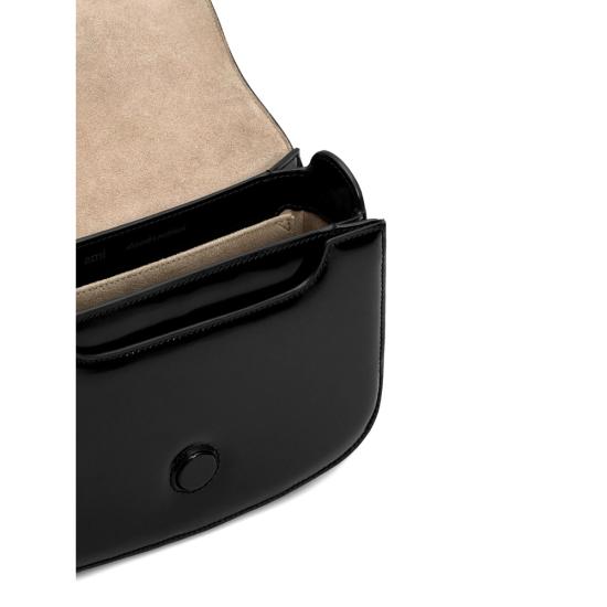 26SS 아미 스몰 하트 로고 글레이즈드 레더 파리 백 ULL717 AL0139 001 BLACK - AMI