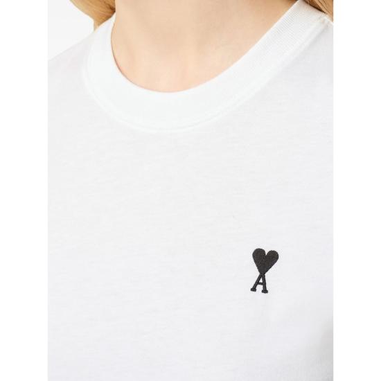 26SS 아미 스몰 하트 로고 코튼 크롭 티셔츠 FTS347 724 100 WHITE - AMI