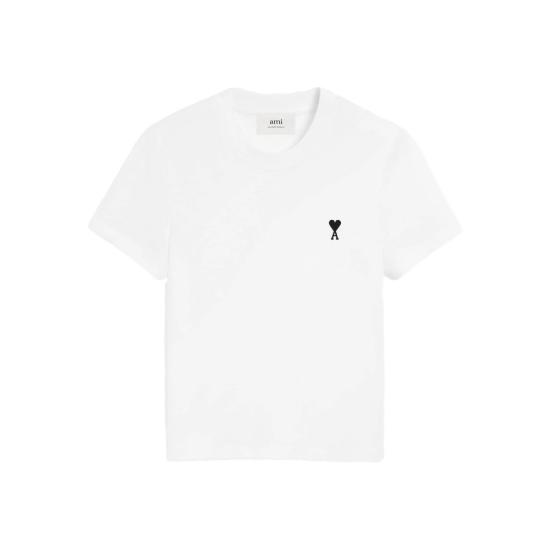 26SS 아미 스몰 하트 로고 코튼 크롭 티셔츠 FTS347 724 100 WHITE