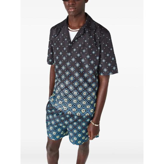 26SS 카사블랑카 반팔 셔츠 SP26 SWM 048 01 BLACK - CASABLANCA