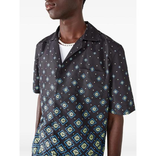 26SS 카사블랑카 반팔 셔츠 SP26 SWM 048 01 BLACK - CASABLANCA