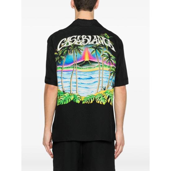 26SS 카사블랑카 반팔 셔츠 SP26 SH 003 09 VOLCA BLACK - CASABLANCA