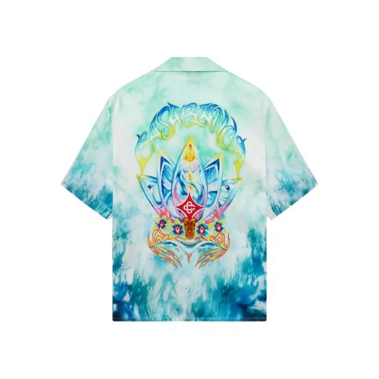 26SS 카사블랑카 반팔 셔츠 SP26 SH 003 12 SURF BLUE WHITE - CASABLANCA