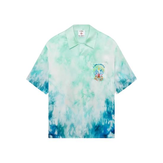 26SS 카사블랑카 반팔 셔츠 SP26 SH 003 12 SURF BLUE WHITE