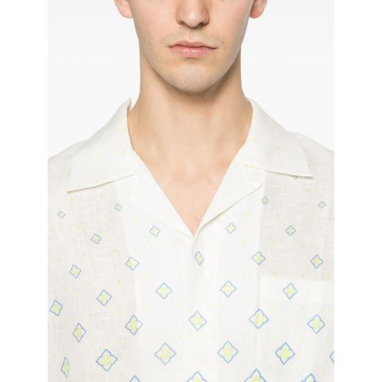 26SS 카사블랑카 반팔 셔츠 SP26 SH 003 11 MONOG WHITE BLUE - CASABLANCA