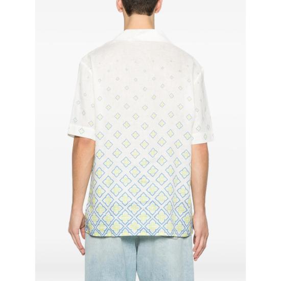 26SS 카사블랑카 반팔 셔츠 SP26 SH 003 11 MONOG WHITE BLUE - CASABLANCA