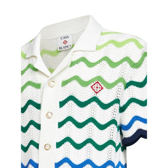 26SS 카사블랑카 반팔 셔츠 SP26 KW 848 02 MULTI WHITE GREEN - CASABLANCA