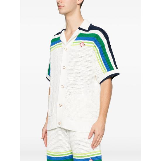 26SS 카사블랑카 반팔 셔츠 SP26 KW 1172 02 STRIP WHITE - CASABLANCA