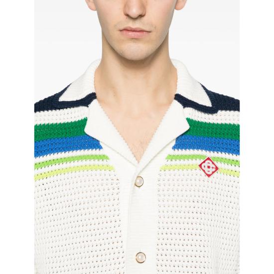 26SS 카사블랑카 반팔 셔츠 SP26 KW 1172 02 STRIP WHITE - CASABLANCA