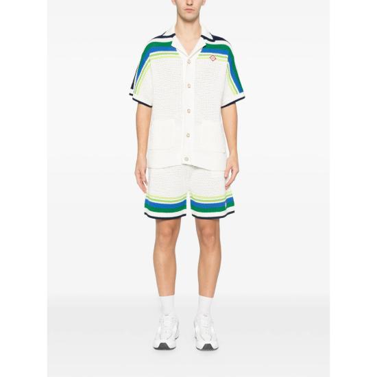 26SS 카사블랑카 반팔 셔츠 SP26 KW 1172 02 STRIP WHITE - CASABLANCA