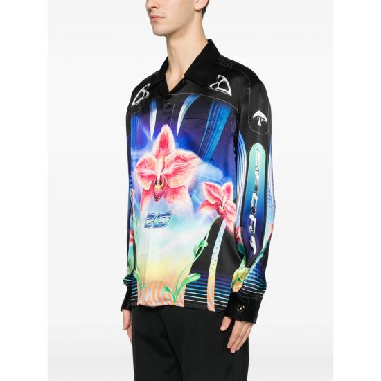 26SS 카사블랑카 긴팔 셔츠 SP26 SH 006 02 ORCHI BLACK BLUE - CASABLANCA