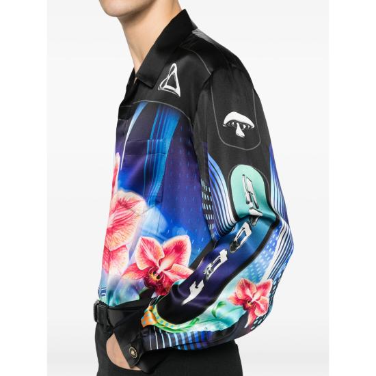 26SS 카사블랑카 긴팔 셔츠 SP26 SH 006 02 ORCHI BLACK BLUE - CASABLANCA