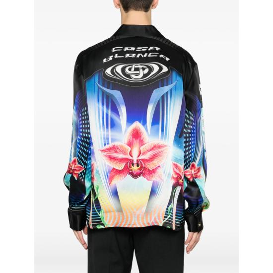 26SS 카사블랑카 긴팔 셔츠 SP26 SH 006 02 ORCHI BLACK BLUE - CASABLANCA