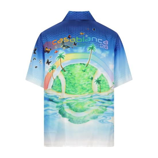 26SS 카사블랑카 반팔 셔츠 SP26 SH 003 02 BEYDE BLUE GREEN - CASABLANCA