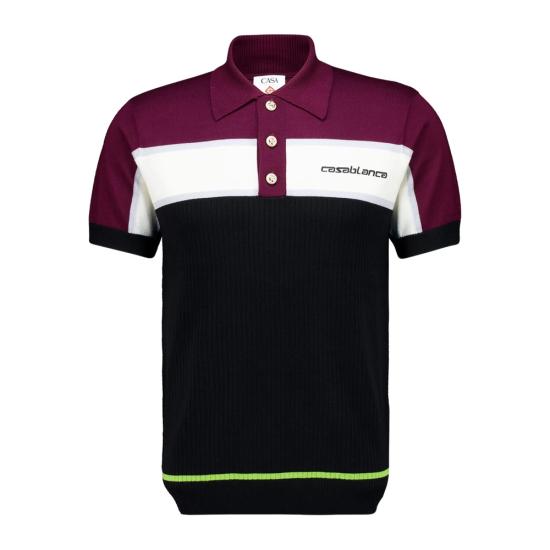 26SS 카사블랑카 폴로 티셔츠 SP26 KW 1251 01 BLACK BLACK PURPLE