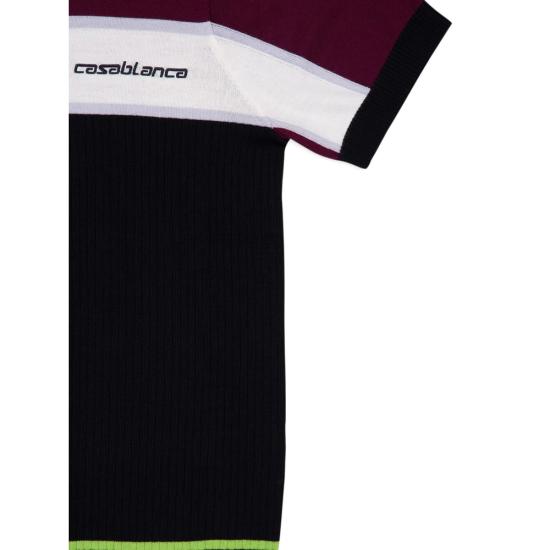 26SS 카사블랑카 폴로 티셔츠 SP26 KW 1251 01 BLACK BLACK PURPLE - CASABLANCA