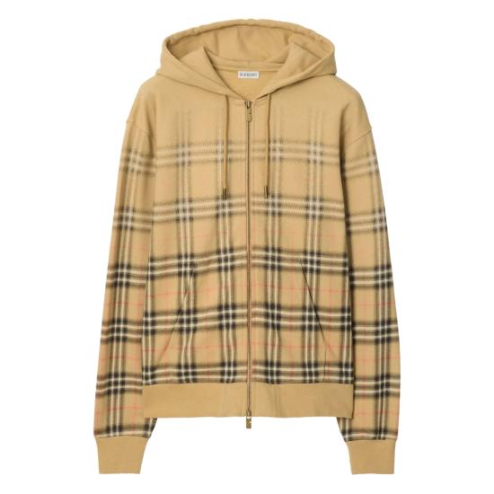 26SS 버버리 그라디언트 체크 코튼 집 후드 8119034 RORY DEG B9368 NEUTRALS BLACK