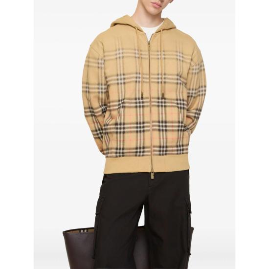 26SS 버버리 그라디언트 체크 코튼 집 후드 8119034 RORY DEG B9368 NEUTRALS BLACK - BURBERRY