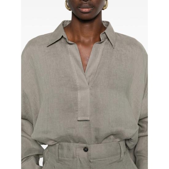 26SS 브루넬로 쿠치넬리 블라우스 MA698MQ705 C1063 GREEN - BRUNELLO CUCINELLI