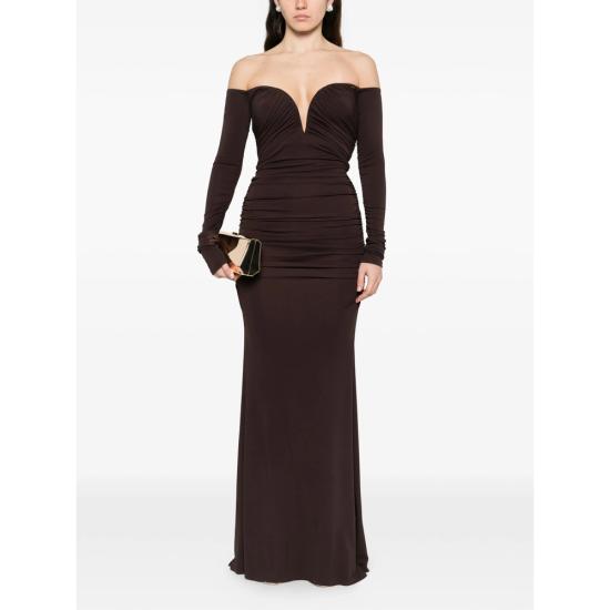 26SS 엘리자베타프랜치 롱 원피스 ABR1061E2 EV9 BROWN - ELISABETTA FRANCHI