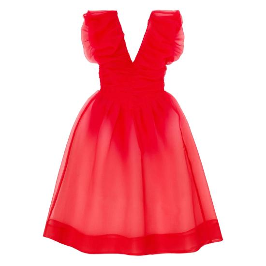 26SS 가니 오간자 러치드 드레스 A1030197 05P RED