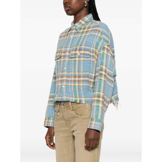 26SS 알13 크롭 워크셔츠 R13W7298 R658B LGBLU BLUE YELLOW - R13