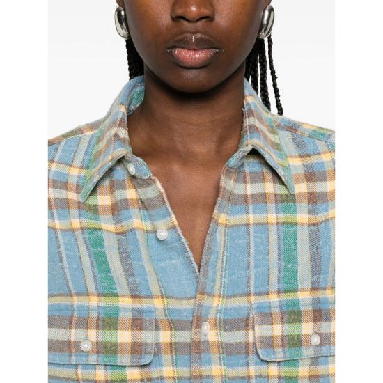 26SS 알13 크롭 워크셔츠 R13W7298 R658B LGBLU BLUE YELLOW - R13