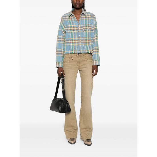 26SS 알13 크롭 워크셔츠 R13W7298 R658B LGBLU BLUE YELLOW - R13