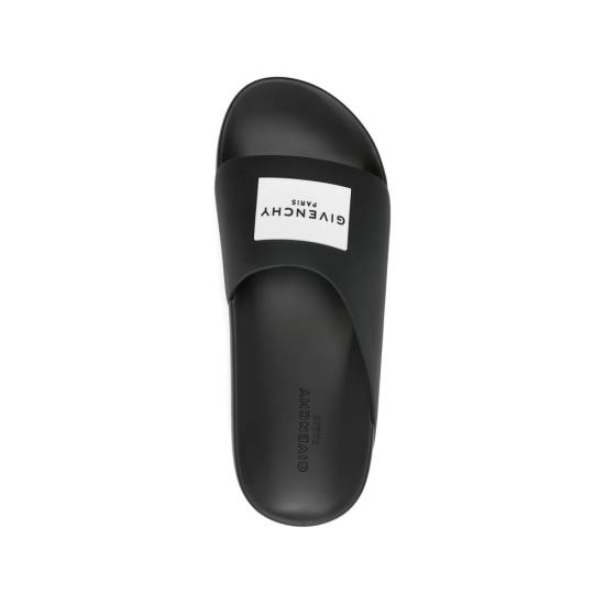 26SS 지방시 러버 라벨 슬라이드 뮬 BH302MH1XL 001 BLACK - GIVENCHY