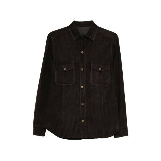 26SS Rifugio 긴팔 셔츠 26E340 SUEDE SO75 BROWN
