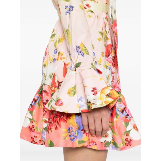 26SS 로베르토 카발리 미디 원피스 WQT104 3AR32 D0509 PINK GREEN - ROBERTO CAVALLI