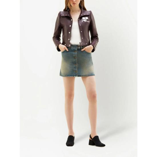 26SS 쿠레쥬 바이커 자켓 PERCBL005VY 0014 1983 BROWN - COURREGES