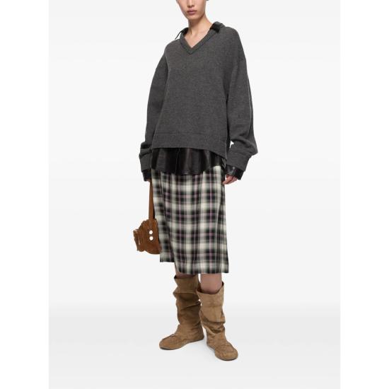 26SS 아크네 스튜디오 롱 스커트 AF0585 BLKGR BLACK GREEN